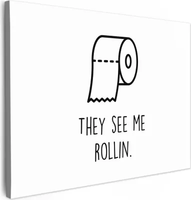 Produktbild von MuchoWow® - Leinwandbilder - Sprichwort - Toilettenpapier - Sie sehen mich rollen - Weiß - Zitate, Wandbild, Wanddeko Bilder Wohnzimmer, 40x30 cm