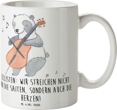 Produktbild von Mr. & Mrs. Panda Kaffeetasse Cello Herz - Weiß - Geschenk, Tasse, Musikinstrument, Geschenktasse, Musik, Orchester, Kammermusik, Musiker, Keramiktasse, Streichinstrument