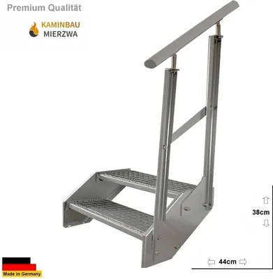 Immagine prodotto di Scala a pioli in acciaio zincato 2 gradini + ringhiera destra - (L x P x A) 44cm x 80cm x 38cm