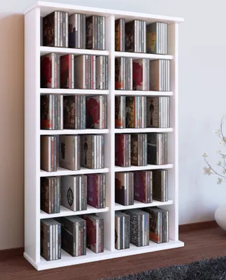 Produktbild von VCM Holz CD DVD Stand Regal | CD Regal mit Platz für 300 CDs oder 130 DVDs oder 72-Videos | Maße: H. 92 x B. 60 x T. 18 cm. | Elegantes DVD Regal | Blu ray Regal | CD Regal - Ronul