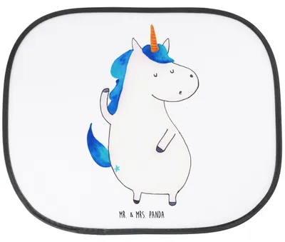Produktbild von Mr. & Mrs. Panda Sonnenblende Auto Einhorn Mann - Weiß - Geschenk, Unicorn, Freundin, Sonnenschutz, Familie, Seitenfenster, Cool, für