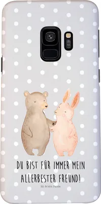Produktbild von Mr. & Mrs. Panda Samsung Galaxy S9 Handyhülle Bär und Hase Umarmen - Grau Pastell - Geschenk, BFF, Handy Schutzhülle, Cover, Smartphone Hülle, Best Friends, Freundin