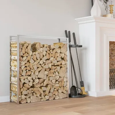 Produktbild von vidaXL Brennholzregal 110x28x116 cm Edelstahl
