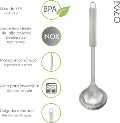 Immagine prodotto di Mestolo da cucina in acciaio inox 9x33,5 (H) cm.