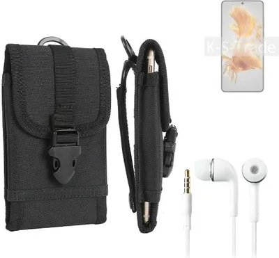 Produktbild von K-S-Trade Holster Schutz Hülle kompatibel mit Huawei Mate 50 Gürteltasche Handy Hülle Tasche outdoor Seitentasche schwarz 1x + Kopfhörer