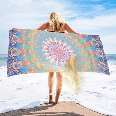Produktbild von Unyqoos® XXL Mikrofaser-Strandtuch 180 x 90 cm, ultraleicht 360 g – schnelltrocknend, saugfähig, sandfrei, mit Aufhängeschlaufe für Reisen & Sport