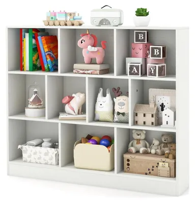 Produktbild von Bücherregal 3-stufig Kinderregal Aufbewahrungsregal Spielzeugregal Weiß 120 x 24 x 104 cm