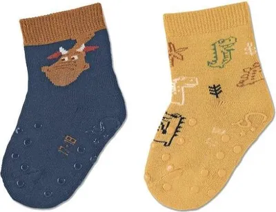 Produktbild von Sterntaler ABS-Krabbelsocken 2er-Pack Drache + Dino marine 21-22