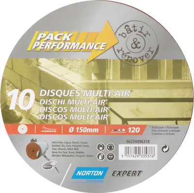 Produktbild von Packung mit 10 Norton Schleifscheiben, 150 mm, Körnung 120