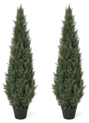 Zdjęcie produktu dla Sztuczny cyprys, zestaw 2 sztuk, 90 cm, do użytku wewnątrz i na zewnątrz (na balkon i taras)