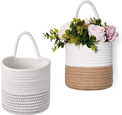 Produktbild von Famanu Aufbewahrungskorb aus Baumwolle - 2 Stück - Organizer für Pflanzen und Spielzeug - 18 x 19 cm
