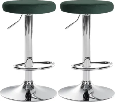 Produktbild von CLP 2er Set Barhocker Ponte Samt höhenverstellbar und drehbar grün Material Gestell Metall in Chromoptik