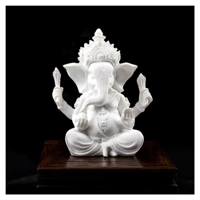 Produktbild von Ganesha Buddha Statue, Buddha Figur, Deko Statue für das Wohnzimmer, Indische Ganesha, Dekoration für Zuhause (9,5 cm/Weiß)