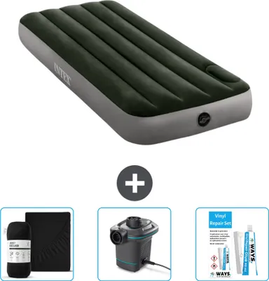 Produktbild von Intex Luftbett - 1 Person - 76 x 191 x 25 cm - Grün - Spannbettuch - Pumpe en Reperaturset