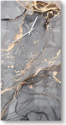 Produktbild von DEQORI Glasuhr 30x60 cm Römisch 'Elegantes Marmormuster' Wanduhr Glas Uhr Design leise