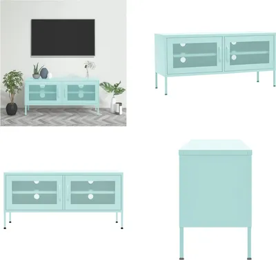 Image de vidaXL Armoire TV vert menthe 105x35x50 cm Acier - Armoire TV - Armoires TV - Armoire Hi-Fi - Armoires Hi-Fi