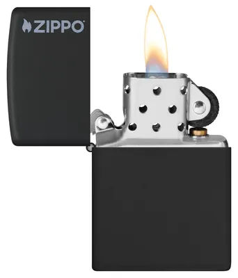 Productafbeelding van Zippo aansteker, zwart, mat, met logo. Modelnummer: 60001203