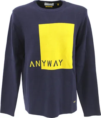 Produktbild von 33230 Lerros, New in Town,  Herren Crew Neck Rundhals Pullover Pulli, feiner Glattstrick, nachblau sonnengelb, M