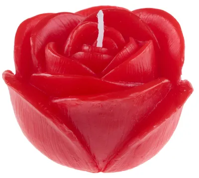 Produktbild von Kerze in Rosenform, Ø7cm x 4,5cm. Rosenkerze, Geschenk Rot