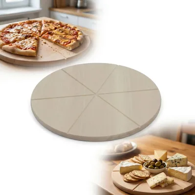 Zdjęcie produktu dla DESKA  drewniana  OKRAGŁA fi 35cm do PIZZY Z NACIĘCIAMI