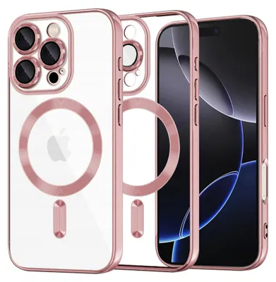 Produktbild von Techsuit Luxury Crystal Back Cover Hülle mit MagSafe für Apple iPhone 16 Pro Max - Transparent/Rosa