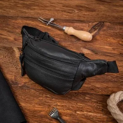 Zdjęcie produktu dla Mała Nerka Męska Skórzana Czarna N1