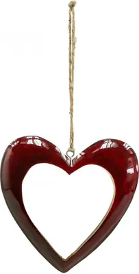 Produktbild von Dekoherz Holz rot 15cm, Hängedeko Herz Wanddeko Fensterdeko
