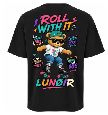 Produktbild von Damen Oversize T-Shirt Schwarz XL – Bedrucktes Shirt mit Nimm Motiv aus Baumwolle – LUNØIR ©