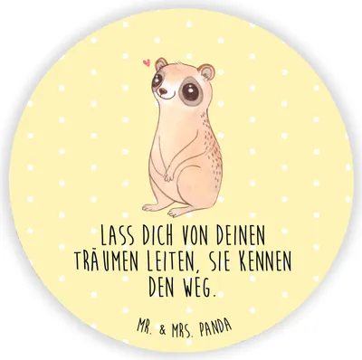 Produktbild von Mr. & Mrs. Panda Kühlschrankmagnet Plumplori Glücklich - Gelb Pastell - Geschenk, magnet für pinwand, kühlschrank, pinnwand, Niedlich, Glück, Gute Laune, büromagnete