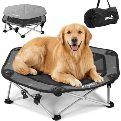 Image de Lit pliable pour chien, gris, taille XL, 90 x 20 x 20 cm, avec tapis rafraîchissant