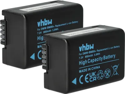 Produktbild von vhbw 2x Akku Ersatz für Panasonic DMC-BMB9, DMW-BMB9E für Kamera (800 mAh, 7,2 V, Li-Ion), Infochip