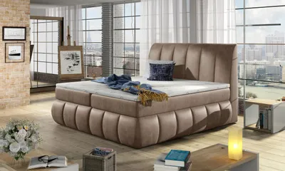 Produktbild von Kontinentales Bett 140x200 ARVITO - hellbraun