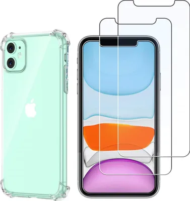 Produktbild von Stoßfeste Hülle für iPhone 11 mit 2 Displayschutzfolien aus gehärtetem Glas Phonillico®