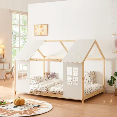 Productafbeelding van Kinderbed Huisjesbed Eenpersoonsbed Massief Hout 140x200 cm