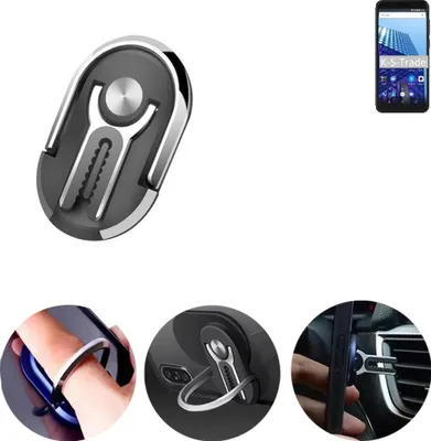 Produktbild von K-S-Trade 3in1 Smartphone-Ring Handy-Ring kompatibel mit Archos Access 57 Fingerhalterung  Handyring Tischständer Lüftungsgitter-Halterung Tisch