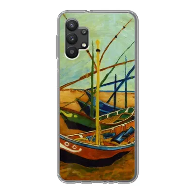Produktbild von MuchoWow® Handyhülle Schutzhülle Hülle für Samsung Galaxy A32 5G Fischerboote am Strand - Vincent van Gogh Silikon Softcase Handy Hülle - Softcase