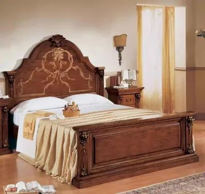 Image de Chambre à coucher Lit en bois 160x200 Lits Marron Lit double Meubles