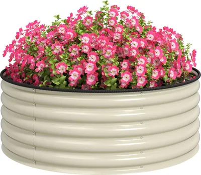 Immagine prodotto di Letto rialzato in acciaio, letto per piantine letto da giardino a telaio freddo fioriera impilabile 120x120x43cm letto vegetale per giardino balcone terrazzo, fioriera per fiori, piante Aosom