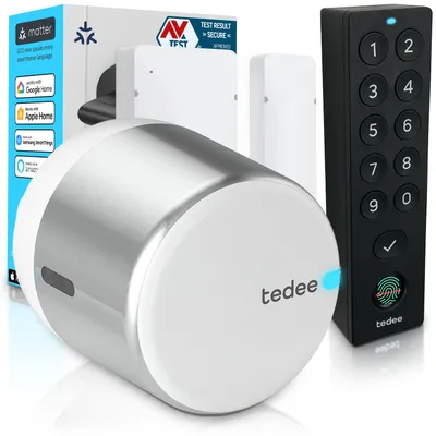Image de Tedee GO2 Alu Serrure Connectée avec Keypad PRO et Capteur de Porte | Empreinte Digitale, Verrouillage Automatique | Compatible Matter, Alexa