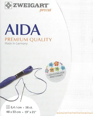 Produktbild von AIDA Zweigart precut 16 ct. Aida 3251 Farbe 100 weiß, Zählstoff für Kreuzstich 48x53cm