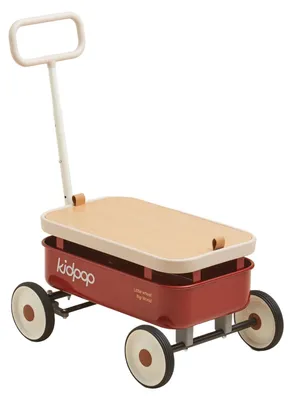 Kinder-Handwagen 3-in-1, rot, abnehmbare Holzverkleidung, max. 16 kg