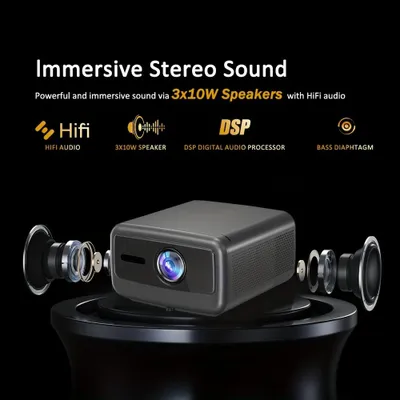 Obrázok produktu pre Projektor – Beamer – Mini projektor – Kino – Inteligentný projektor – Full HD 1920x1080 – Android 12 a 3000 ANSI lúmenov