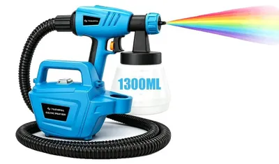 Immagine prodotto di Pistola a spruzzo per verniciatura, con controllo del flusso regolabile, 3 dimensioni di ugelli, colore blu