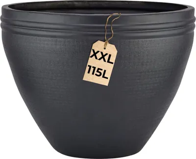 Produktbild von Blumentopf Calvino schwarz 57cm - Aluminium Pflanzentopf modern