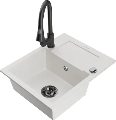 Immagine prodotto di Mexen Enzo lavello da cucina in granito a 1 vasca con scolapiatti e rubinetto da cucina Elia, bianco - 6506-20-670101-70