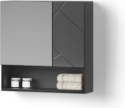 Produktbild von Badspiegelschrank Livinity Ronco Anthrazit Hochglanz 54 x 55 cm, Model 52565