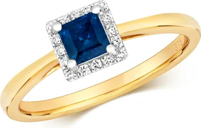 Produktbild von Modischer 9 Karat (375) Gold Cluster Diamant Damenring Brillant-Schliff 0.09 Karat HI - I1 mit Saphir, 57 (18.1); TRS2190RSP