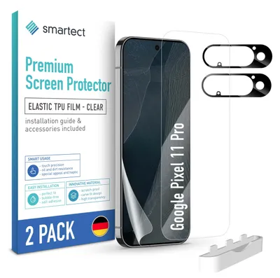 Produktbild von 2x TPU Schutzfolie Klar Google Pixel 11 Pro & 2x Kameraschutz Panzerfolie