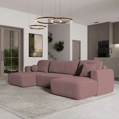 Produktbild von Masseno Ecksofa SENTUM P mit Schlaffunktion U-Form, Sofa mit Bettkasten, Wohnzimmersofa, Couch, Soffa, Bettsofa, Couchgarnitur- Lila, POSO 130