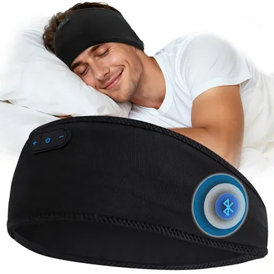 Produktbild von Schlafkopfhörer Bluetooth Kopfhörer Stirnband Ultraweiche Bettkopfhörer Schlaf Stirnband aus Bambusfaser mit Lautsprechern Leichtes Anthrazitschwarz